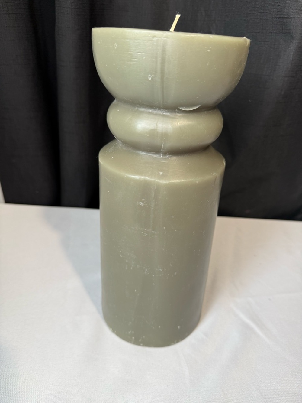Hearth & Hand 12 in Green Decorative Sculpted Pillar Candle (Single Candle) - Picture 4 of 9